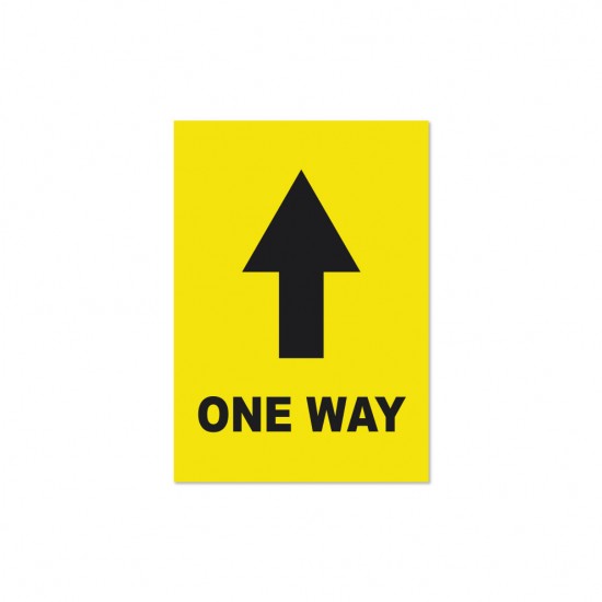 Covid-19 Floor Sticker One Way A5 Yellow 3pcs